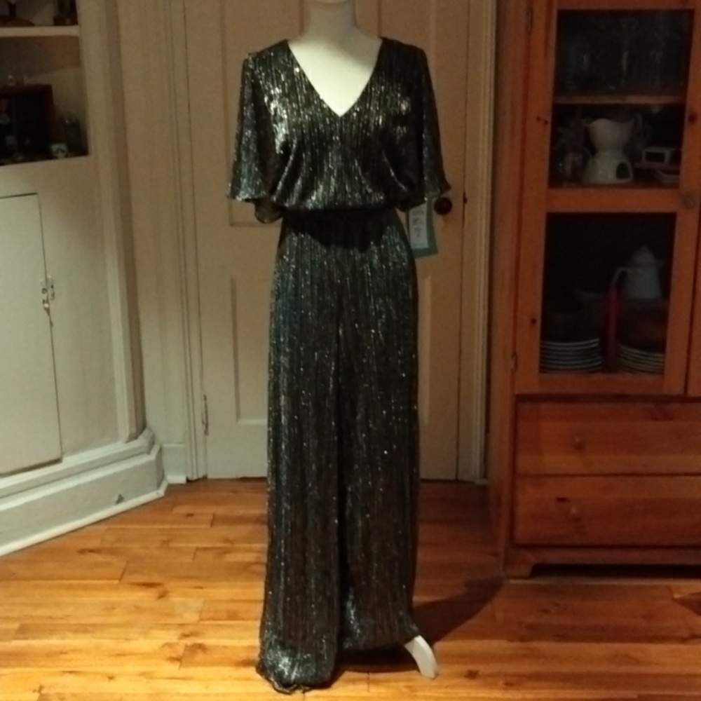 MSK Metallic Smocked Waist Jumpsuit